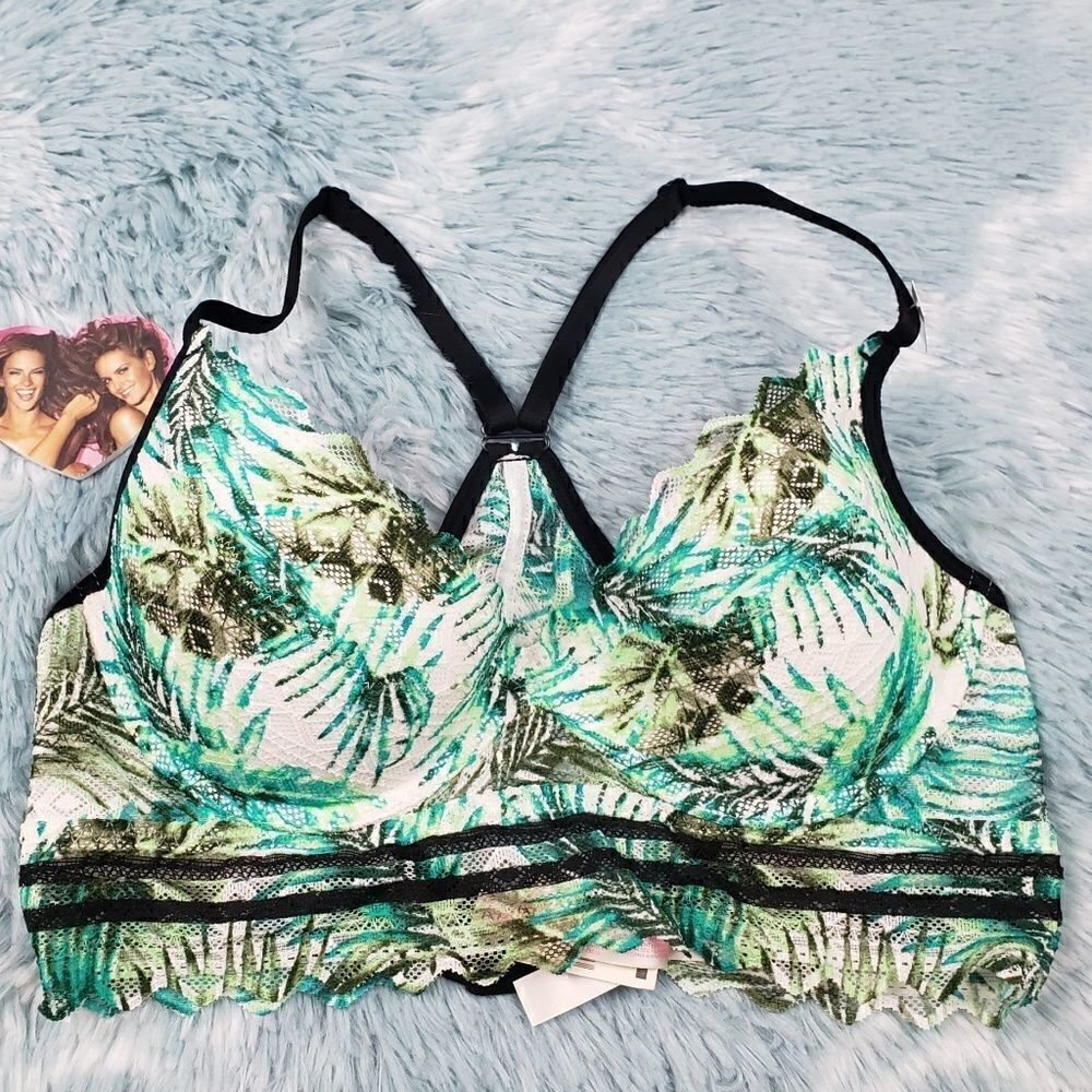 VS Palm Lace Racerback Lightly Lined Bralette S